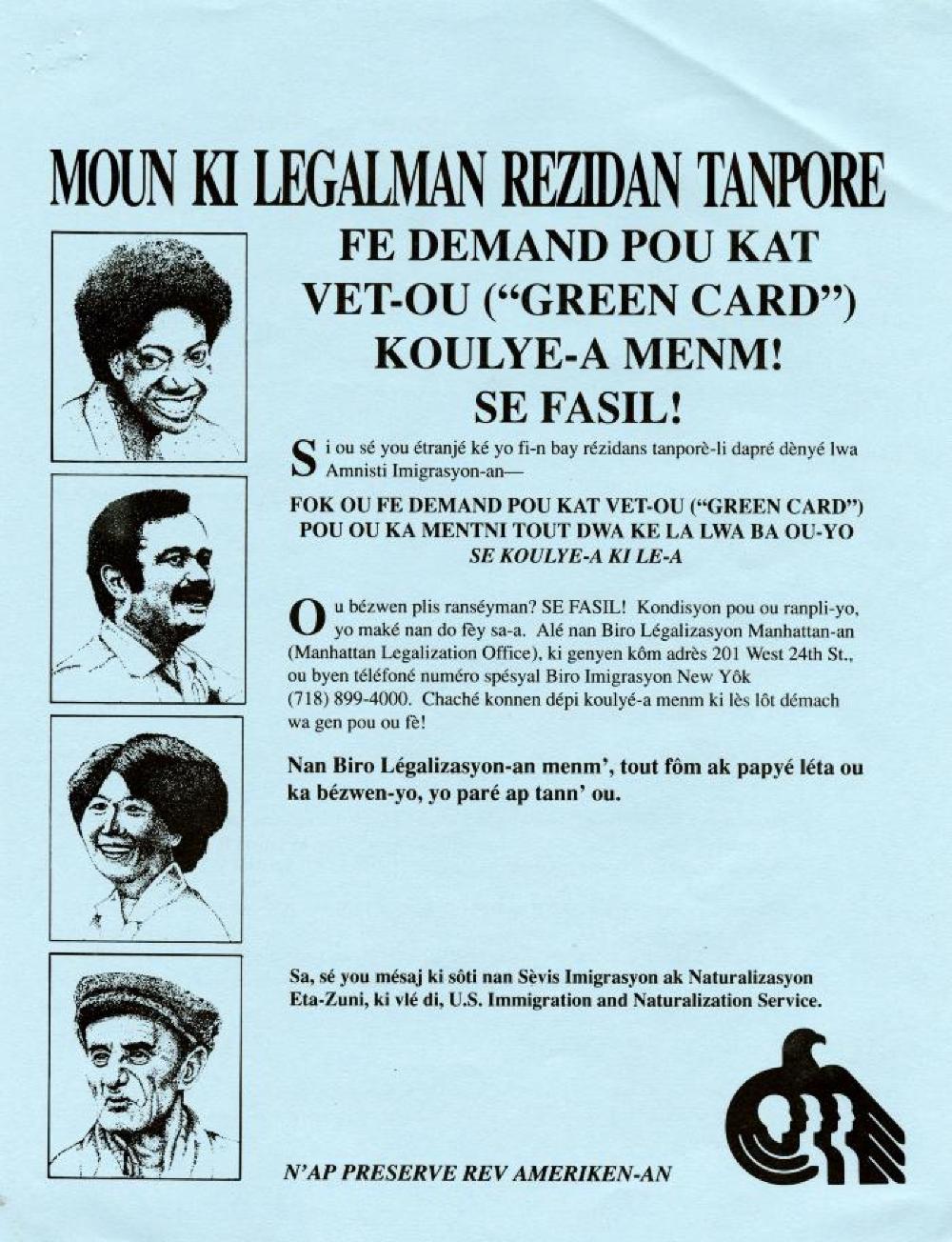 Immigration and Naturalization Service Flyer and Fact Sheet in Six Languages, New York, NY, 1989 page 10