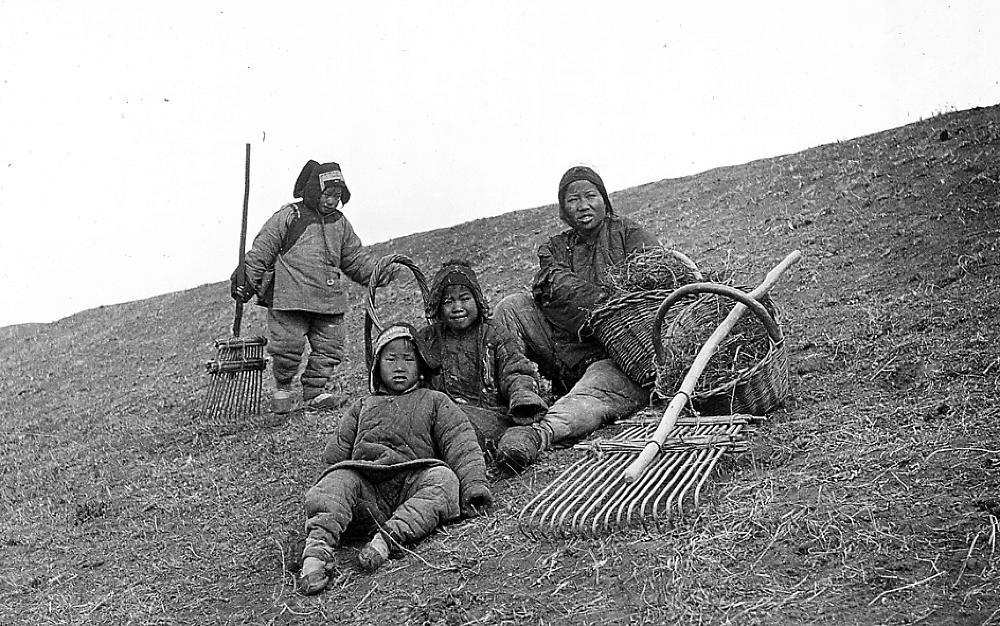 Mother and Three Children Gathering Stubble for Fuel, 1919 page 1