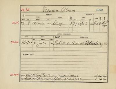 Load Muster Roll #1269 for Abram Vroman, Civil War, c. 1864 in Main Document Viewer