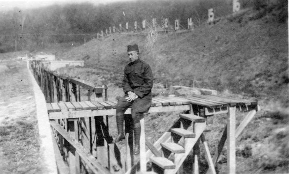 Carl Hapeman at a Rifle Range, World War I, c. 1917 page 1