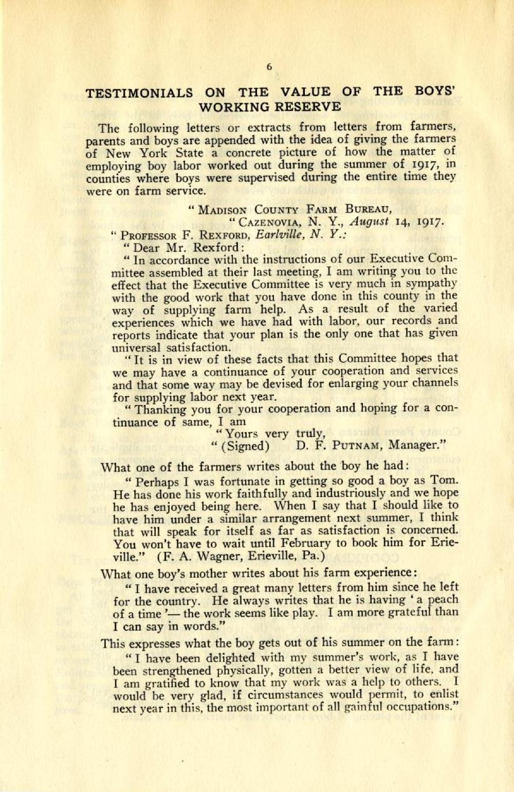 "New York State Boys' Working Reserve" Pamphlet, World War I, March 1918 page 5