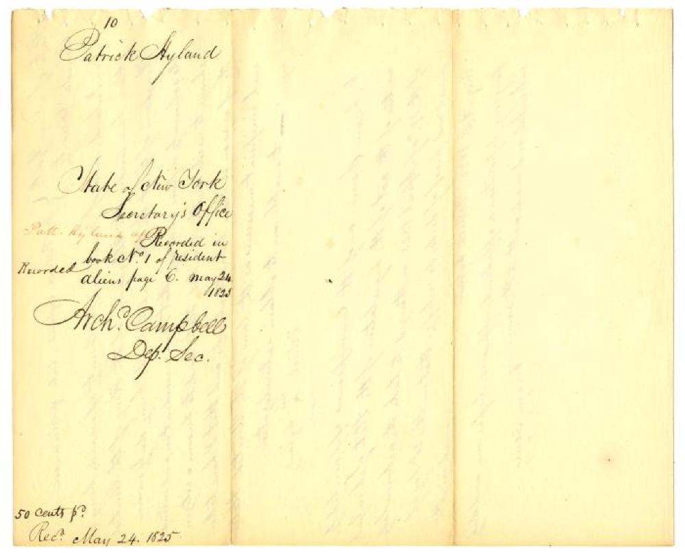Noncitizen Deposition of Intent to Become a Citizen of the United States, Patrick Hyland, 1825 page 2