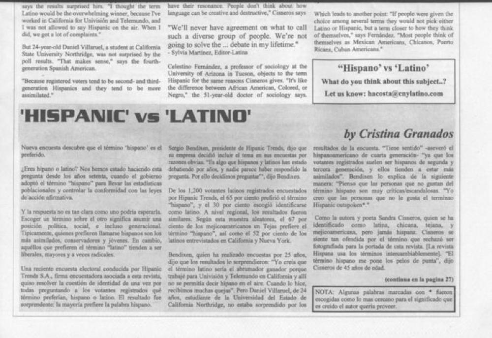 "Hispanic" vs "Latino" Article, CNY Latino, 2004 page 2