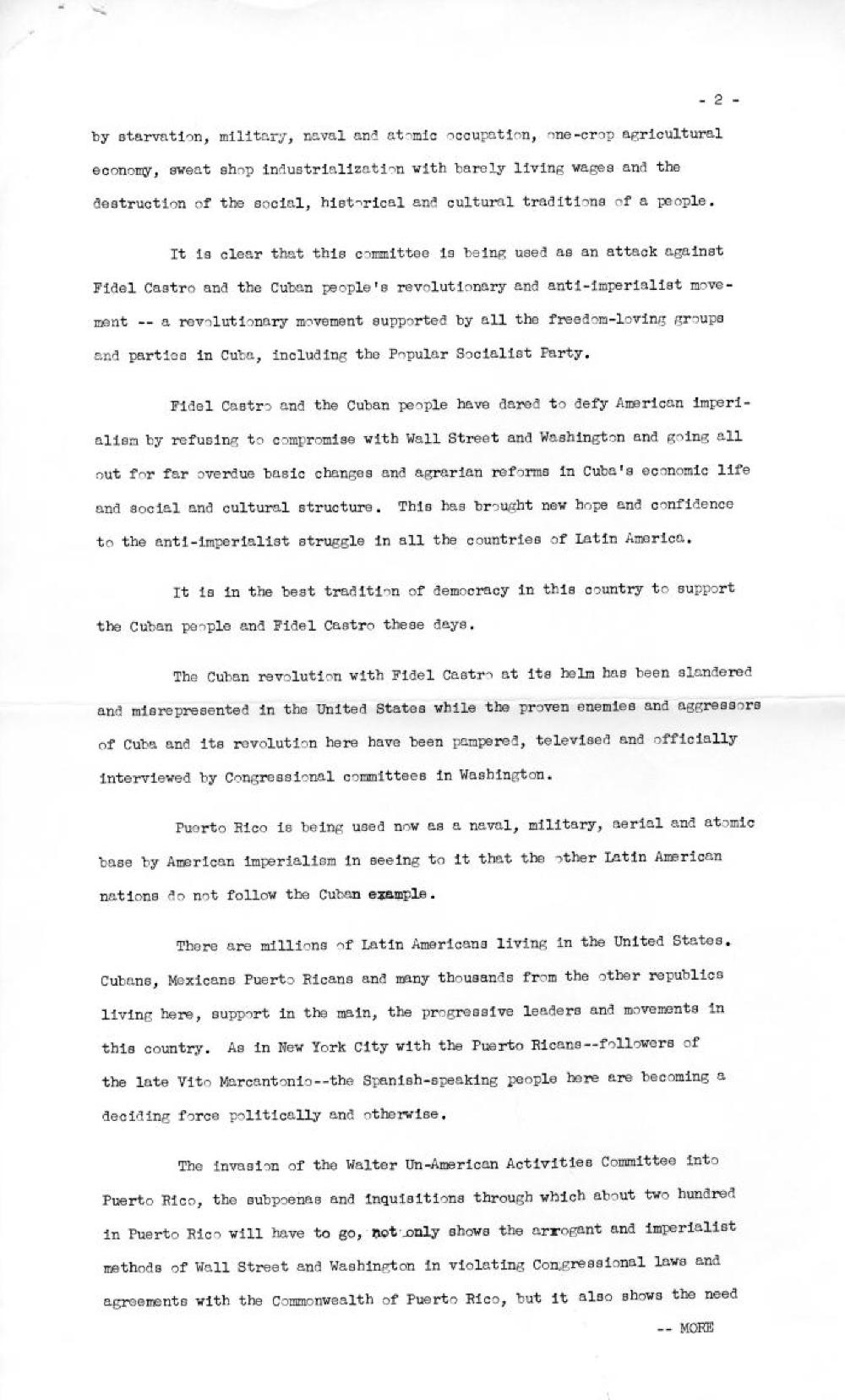 Statement by Jesus Colon to the Walter Commission on Un-American Activities, 1959 page 2