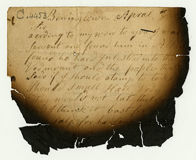 Deposition Regarding Runaway Slave in Vermont Militia, April 20, 1782 thumbnail page 5