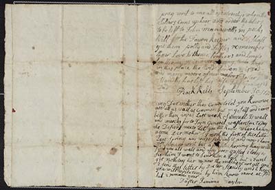 Letter from Jemima Taylor to Her Mother, Peekskill, September 30, 1777 thumbnail page 1
