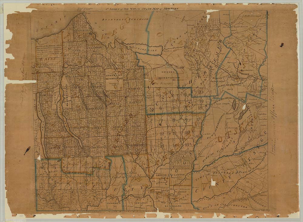 Simeon DeWitt, Map of New York, Military Tract, c. 1802 thumbnail page 1