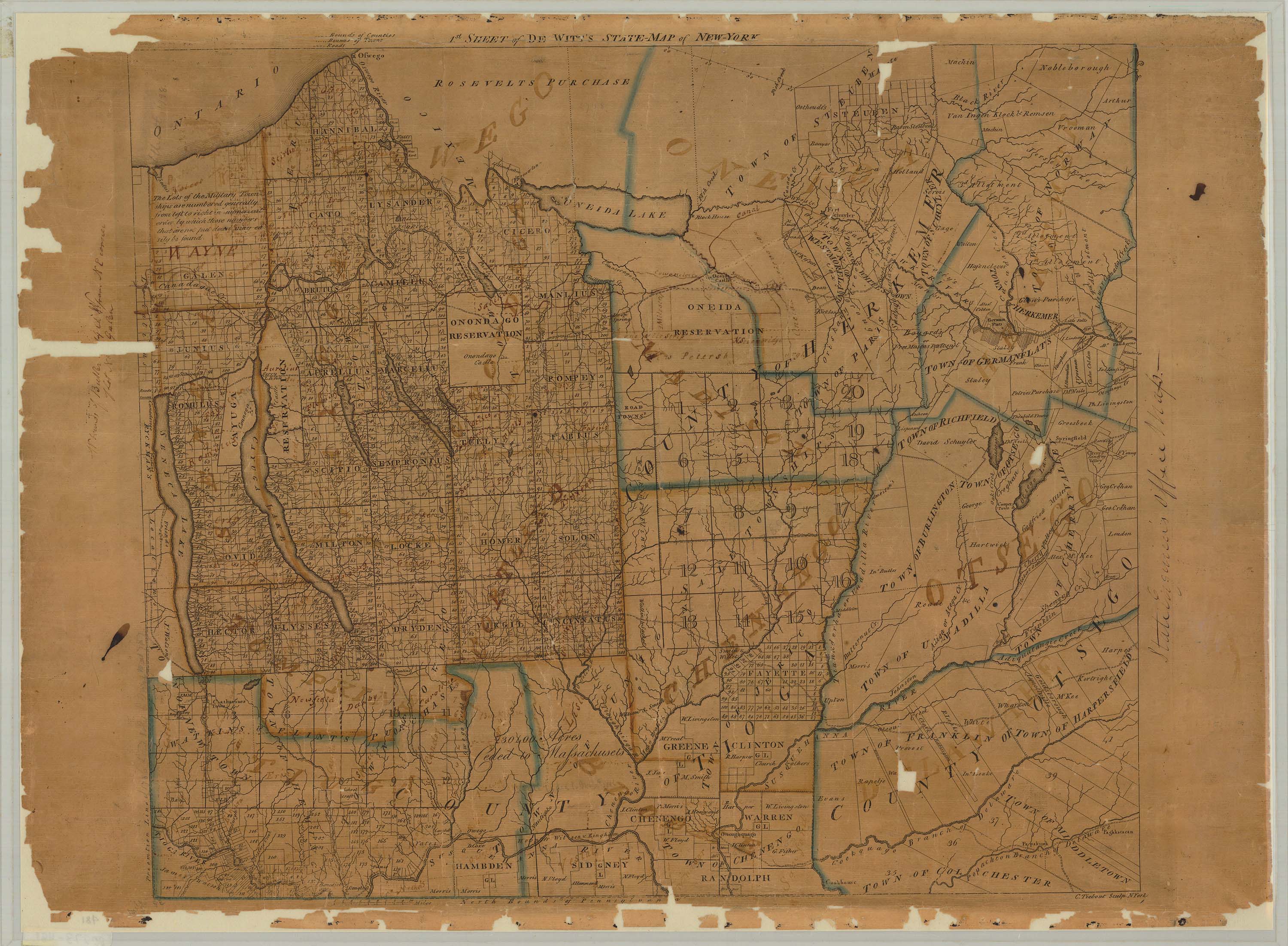 Simeon DeWitt, Map of New York, Military Tract, c. 1802 page 1
