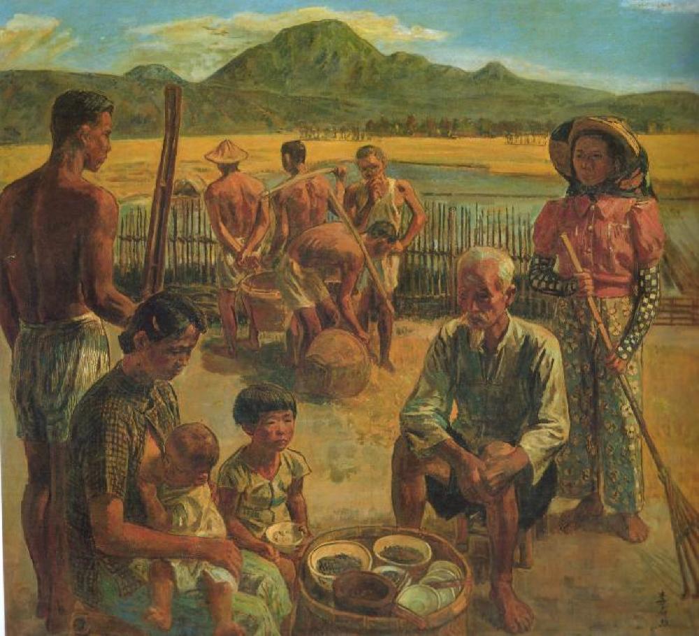 Painting, "Happy Farmers," by Shih-Chiao Li, 1945 page 1