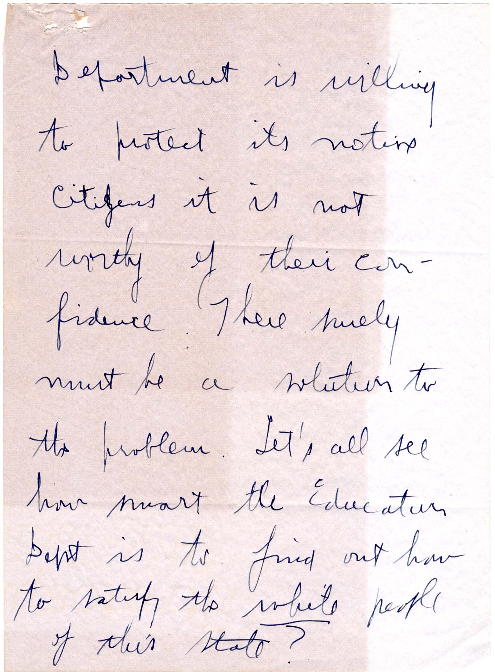 Anonymous Letter to the Commissioner of Education Regarding the Hillburn Case page 3