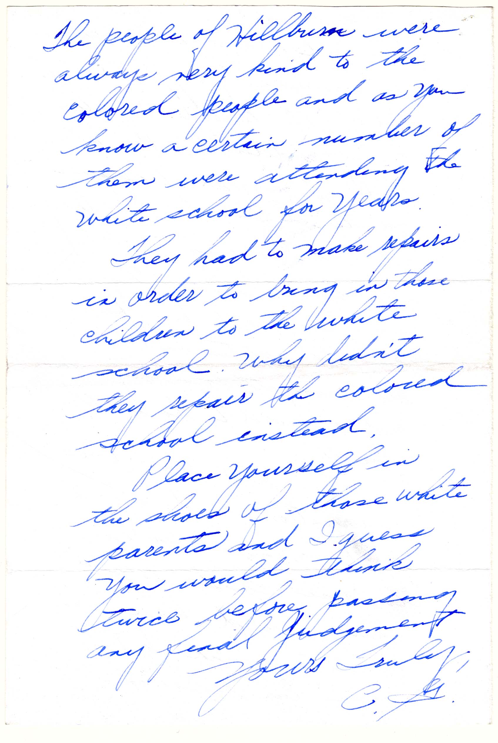 Letter from C.G. to the Education Commissioner Regarding the Hillburn Case page 4