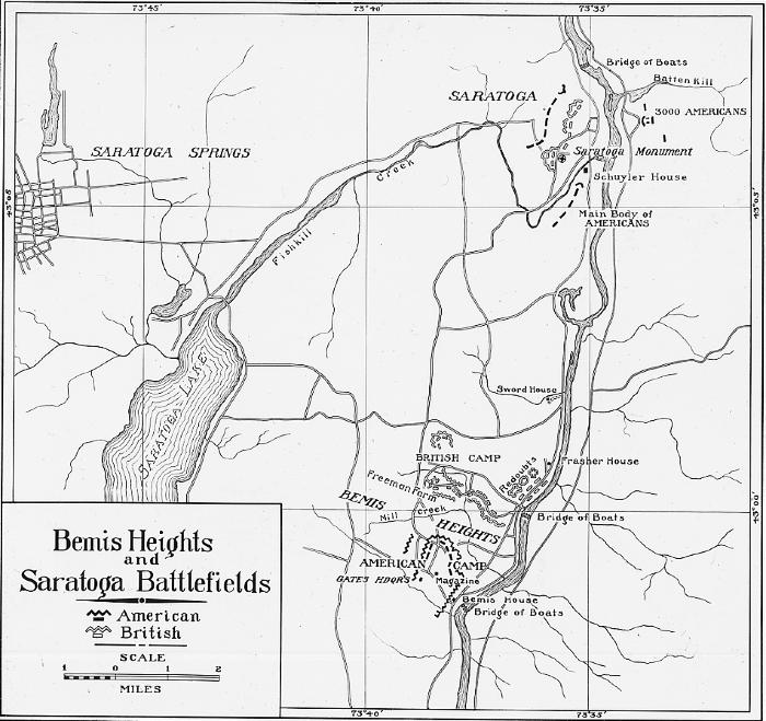Load Map of the Battle of Bemis Heights in Saratoga. in Main Document Viewer