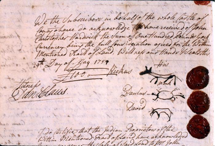Load Back Native American - Portion of Indian Deed dated May 29, 1757 in Main Document Viewer