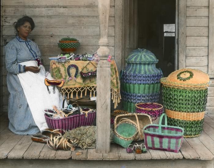 Load Woman with Basket and Bead Work. Onondaga Reservation, N.Y. in Main Document Viewer