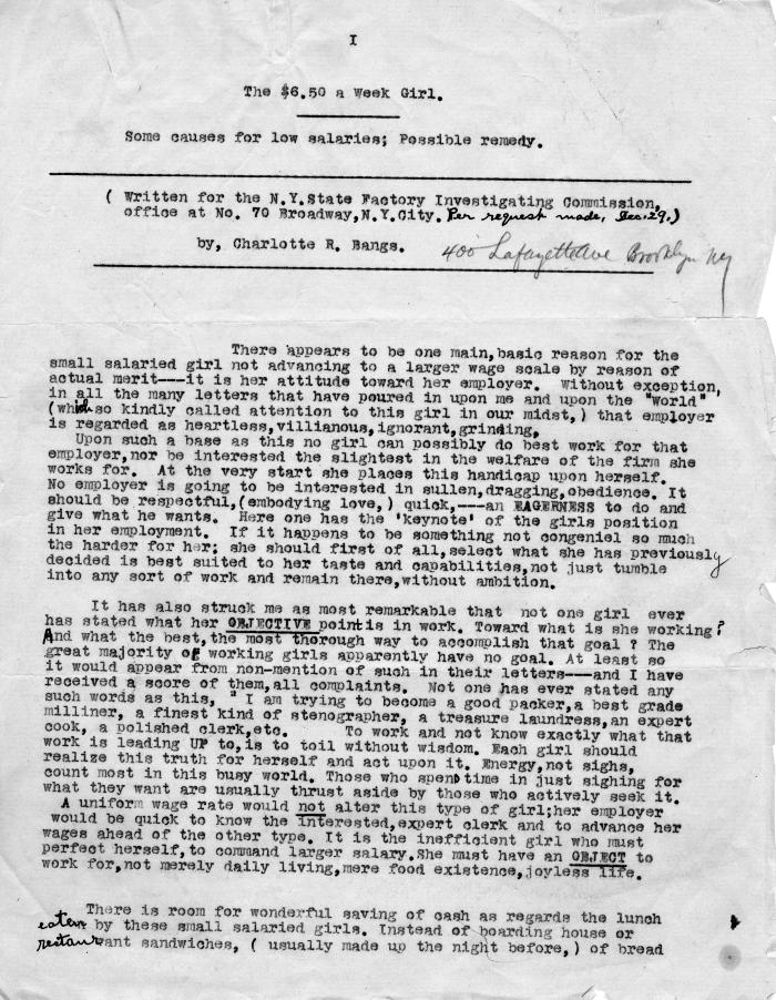 The $6.50 a Week Girl page 1