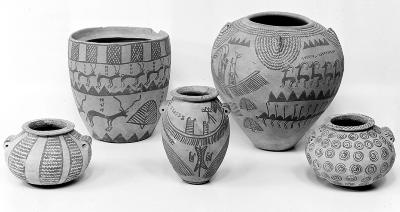 Load Predynastic Egyptian Pottery with Red Line Decoration, from 3800-3600 B.C., Photographed in 1937 in Main Document Viewer