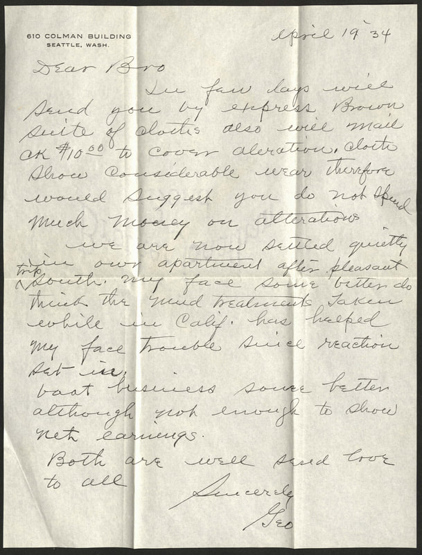 Letter. George Lent to this Brother, April 19, 1934 thumbnail page 1