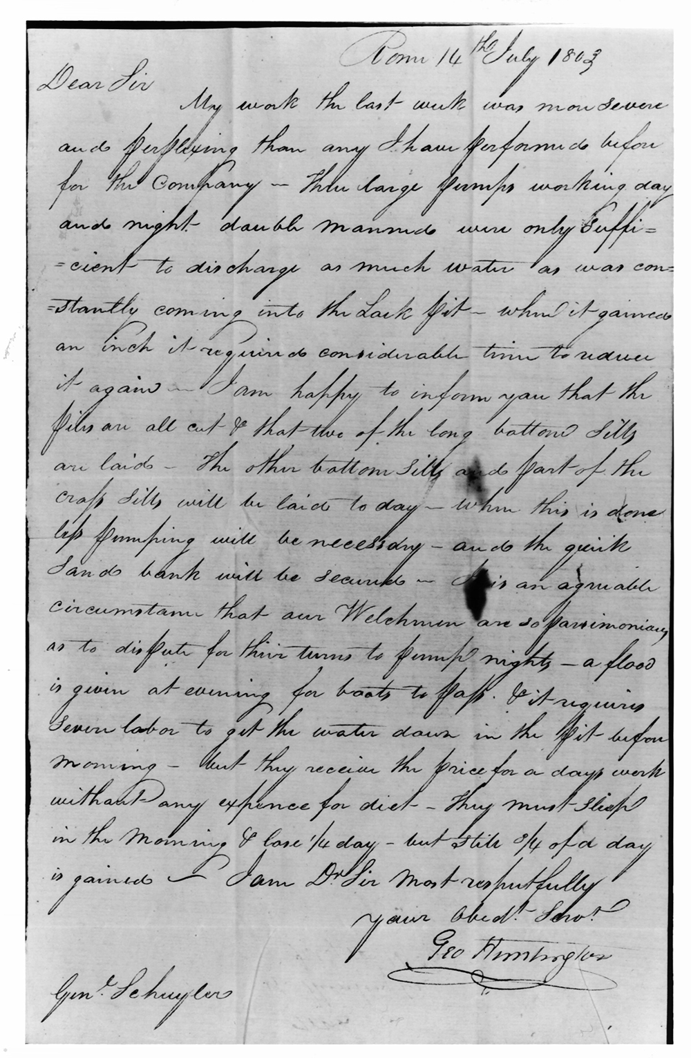 Letter from George Huntington to General Philip Schuyler, Rome, July 14, 1803. page 1