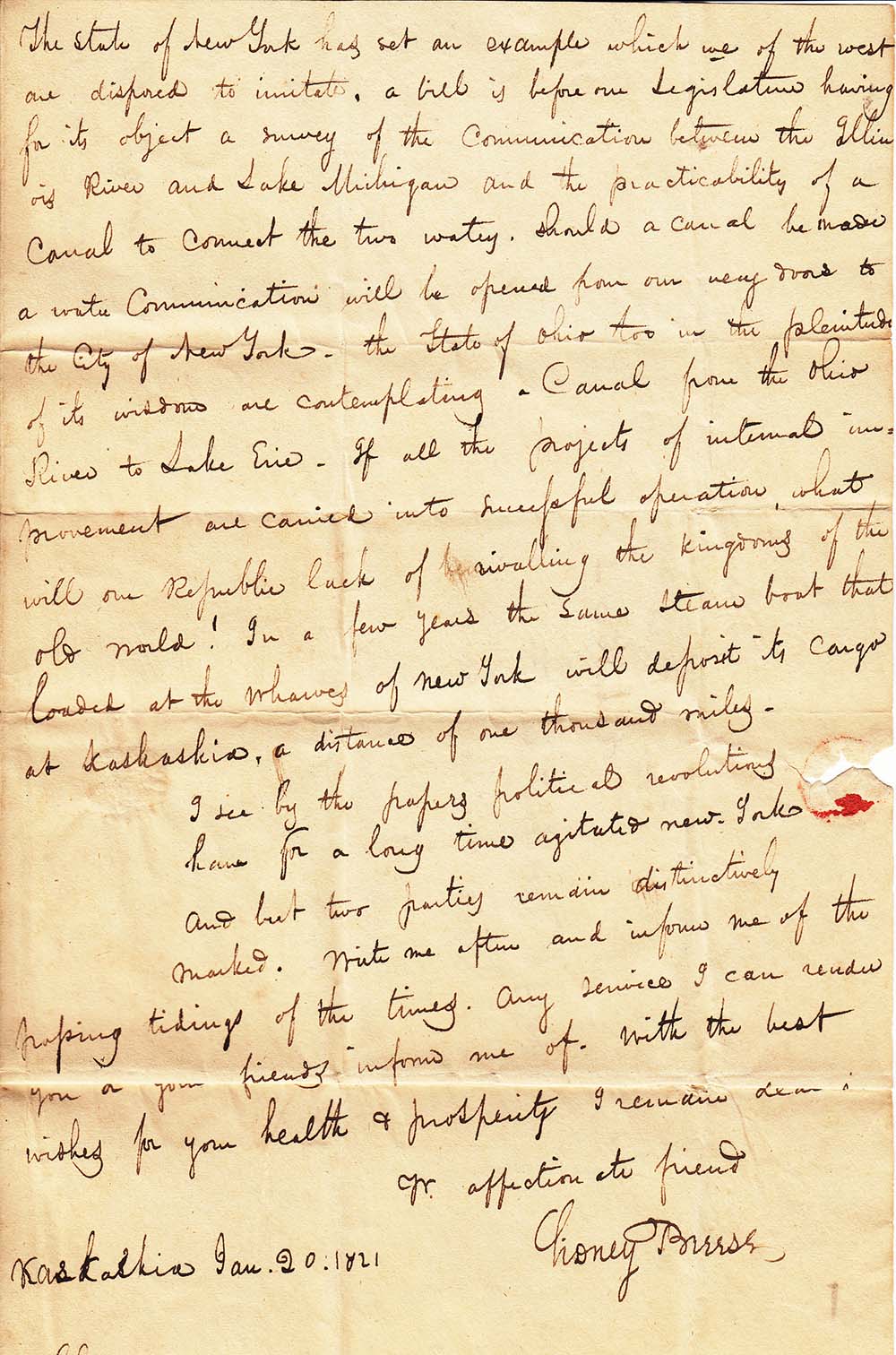 Letter from Sidney Breese to Charles C. Broadhead, Illinois, 1821 page 2