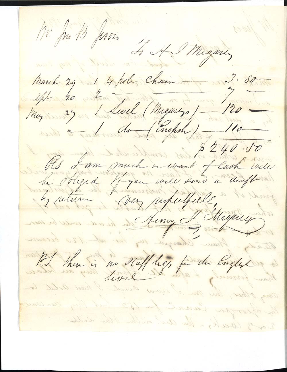 Letter from Henry I. Megasey to John B. Jervis, New York, May 27, 1826 page 2