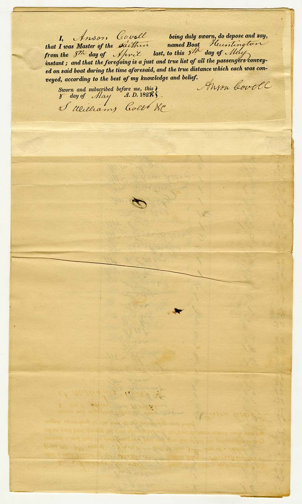 Passenger list for the canal boat Huntington of the Troy and Erie Line page 3
