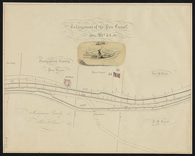 Cartouche, or cartoon, drawn by draftsman David Vaughan, c. 1845 thumbnail page 1