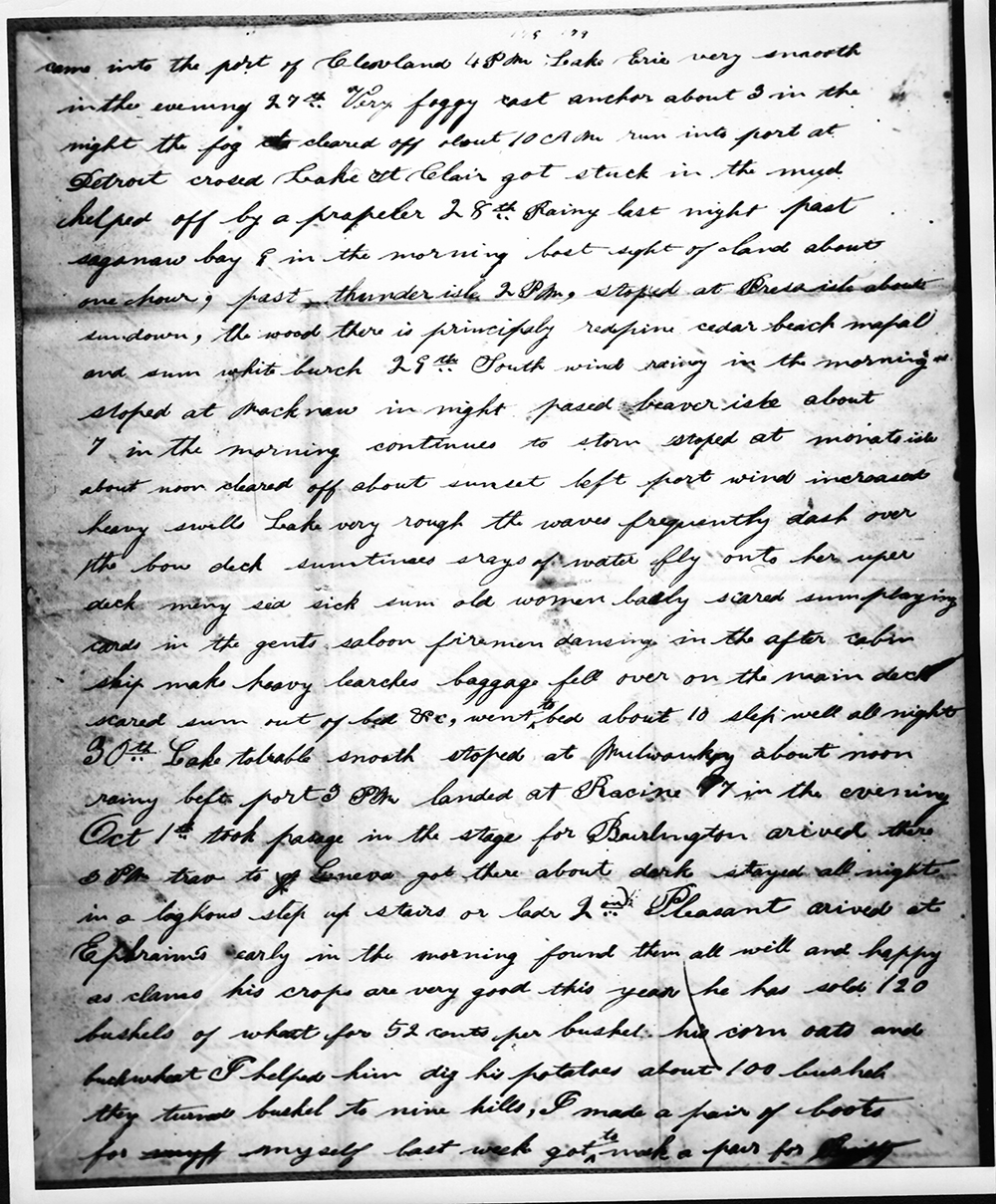Letter written by Job Orlando Mattison to his father, mother, brother, and sisters, Geneva Wisconsin, October 12, 1845 page 2