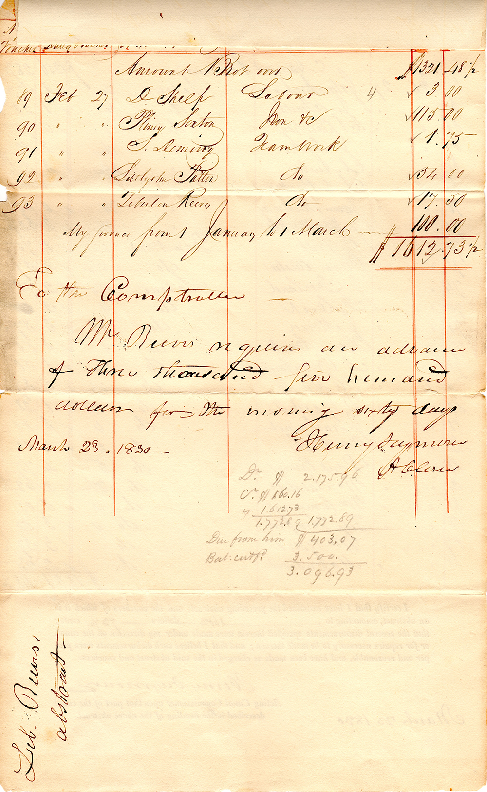Abstract of expenditures submitted by the superintendent of repairs for the section of the Erie Canal between Montezuma and the west end of the Irondequoit Embankment, a distance of 52 miles. page 4