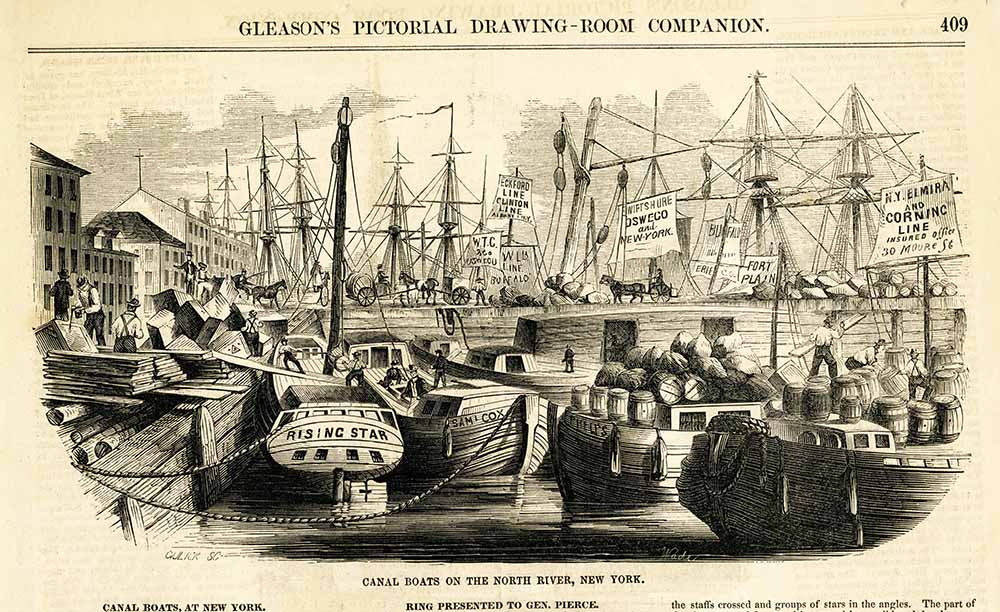 Canal Boats on the North River, New York from Gleason's Pictorial Drawing-Room Companion, 1854 page 1
