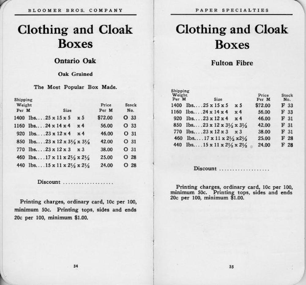 Bloomer Brothers Catalog of Paper Specialties, c. 1913 page 20