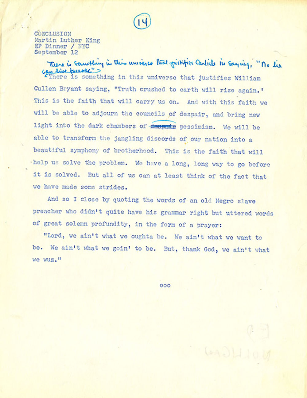 Address of the Reverend Dr. Martin Luther King, Jr. page 14