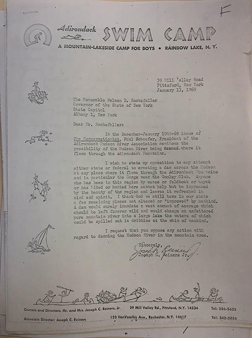Letter. Joseph C. Reiners Jr. to Governor Rockefeller page 1
