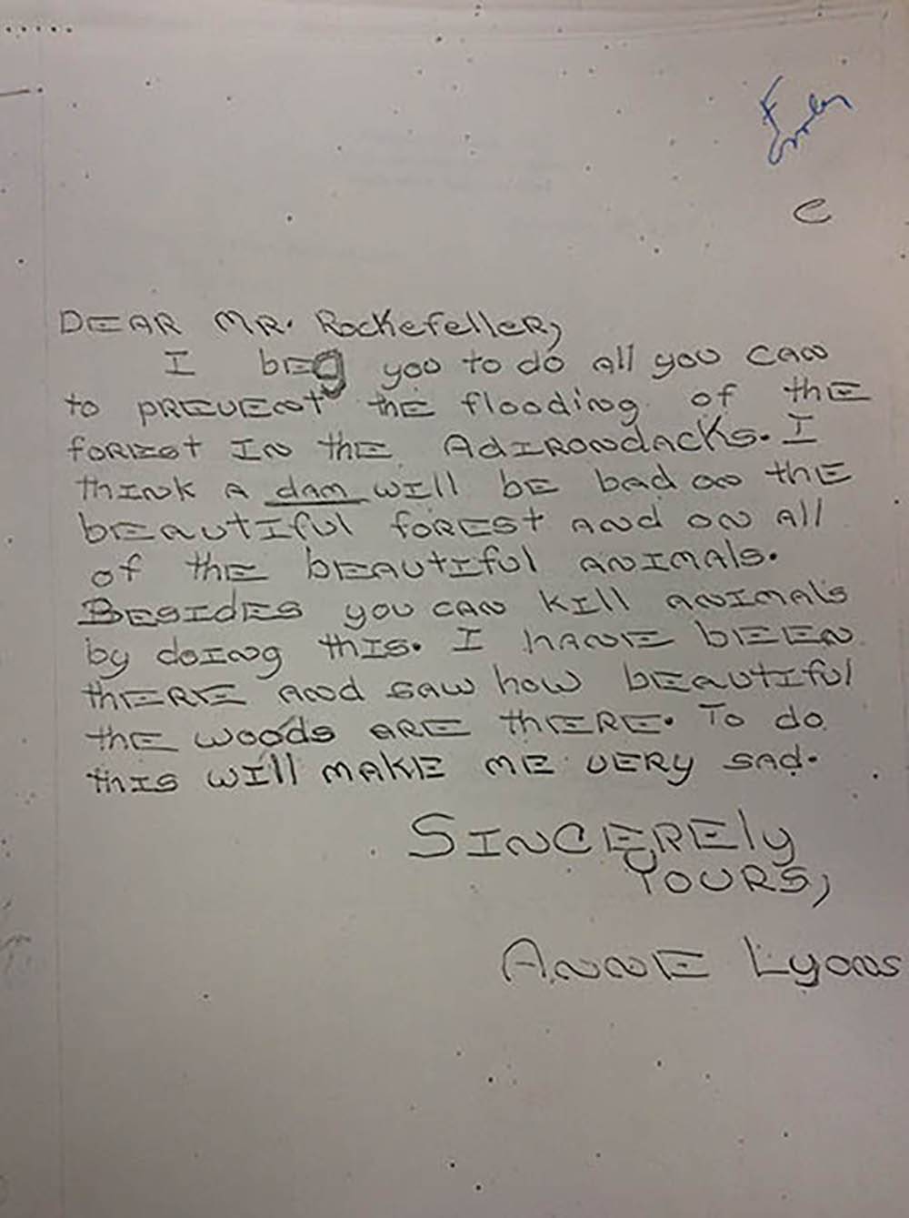 Letter. Anne Lyons to Governor Rockefeller page 1