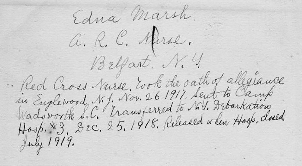 Edna Marsh Nursing Card page 1