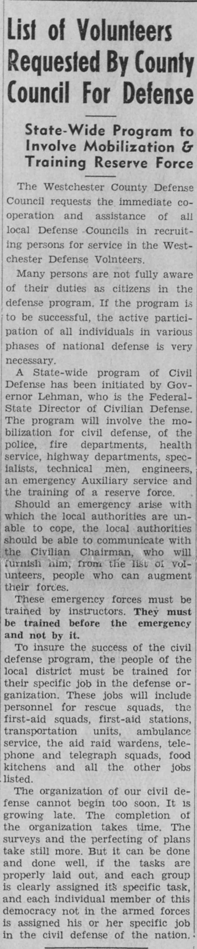 List of Volunteers Requested By County Council For Defense page 1