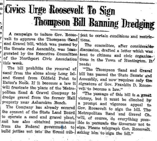 Civics Urge Roosevelt to Sign Thompson Bill Banning Dredging page 1