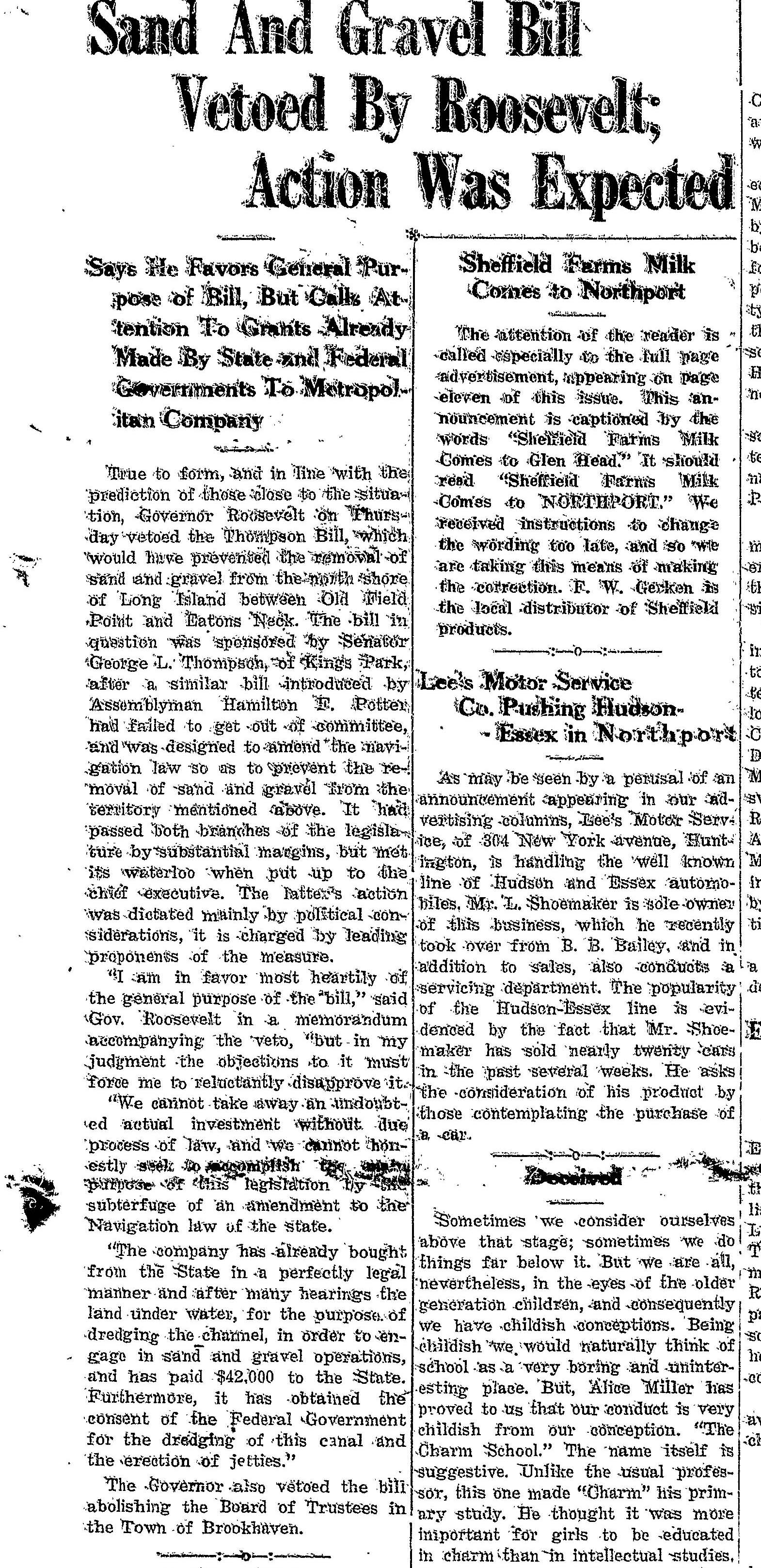 Northport Observer, Vetoed by Roosevelt page 2