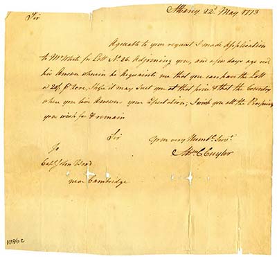 Load Letter from Abraham C. Cuyler to Captain John Wood, 1773 in Main Document Viewer