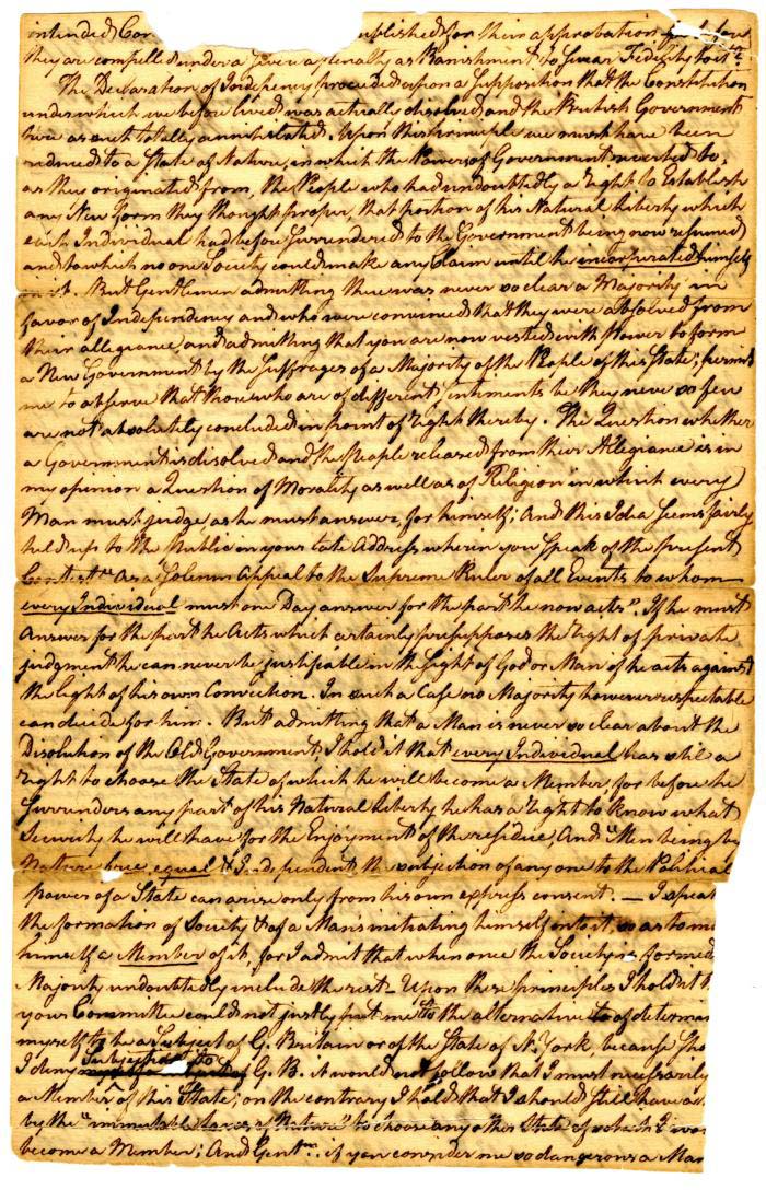 Letter to the Albany Committee, 1777 page 2