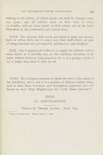 The West India Company’s Charter of Freedoms and Exemptions, 1629. page 1