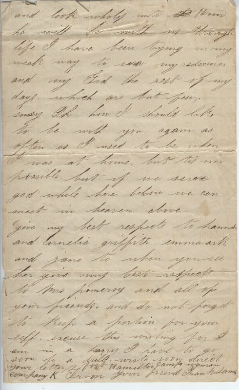 Civil War Francis Sammis Letter 1 page 3