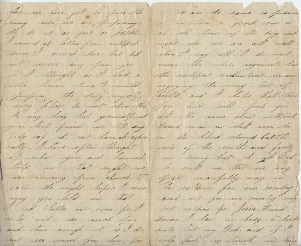 Load Civil War Francis Sammis Letter 1 in Main Document Viewer