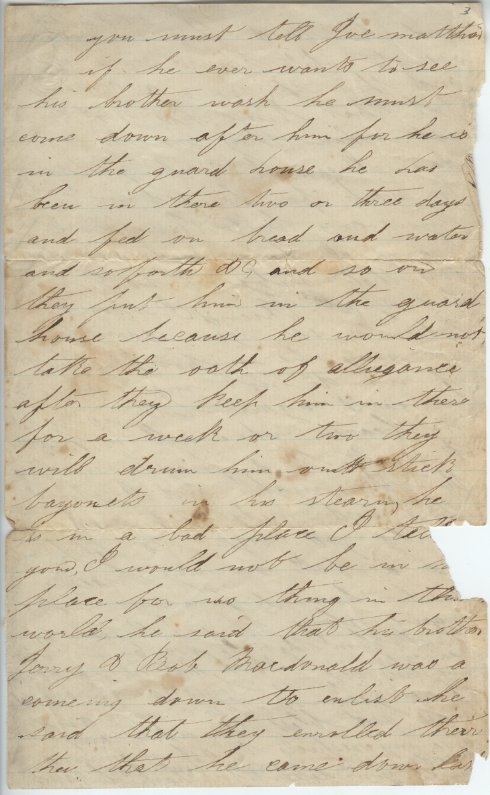 Civil War Francis Sammis Letter 2 page 3