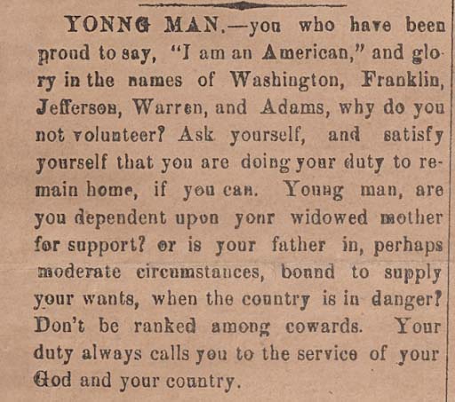 Suffolk Weekly Times, Civil War Recruiting 1862 page 2