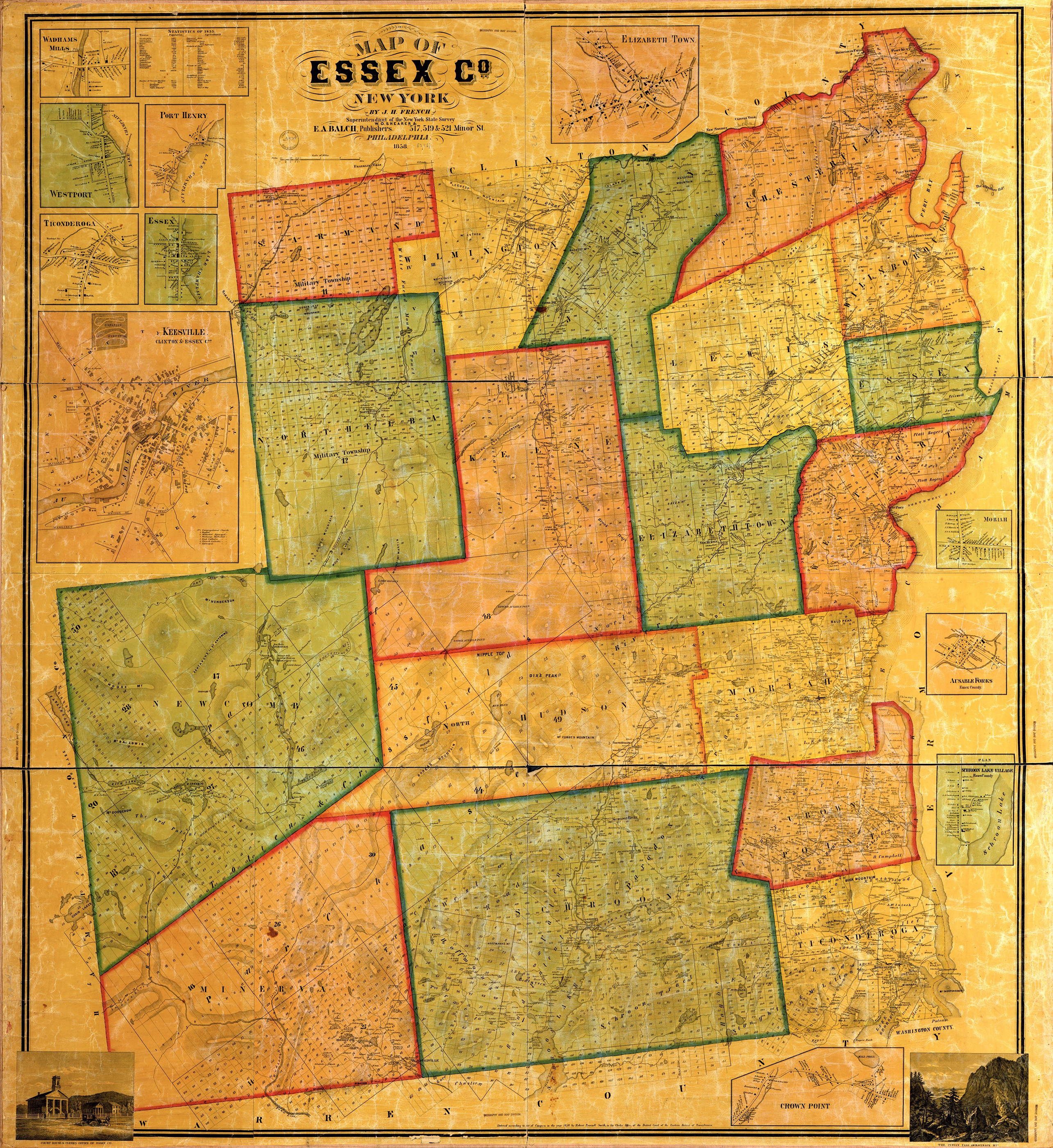 Map of Essex Co., New York. Philadelphia: W.O. Shearer & E.A. Balch, 1858. page 1