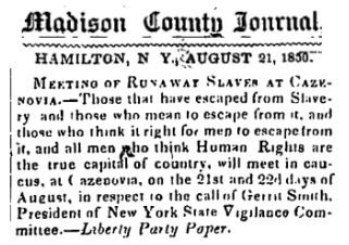 "Meeting of Runaway Slaves at Cazenovia," August 21, 1850 page 1