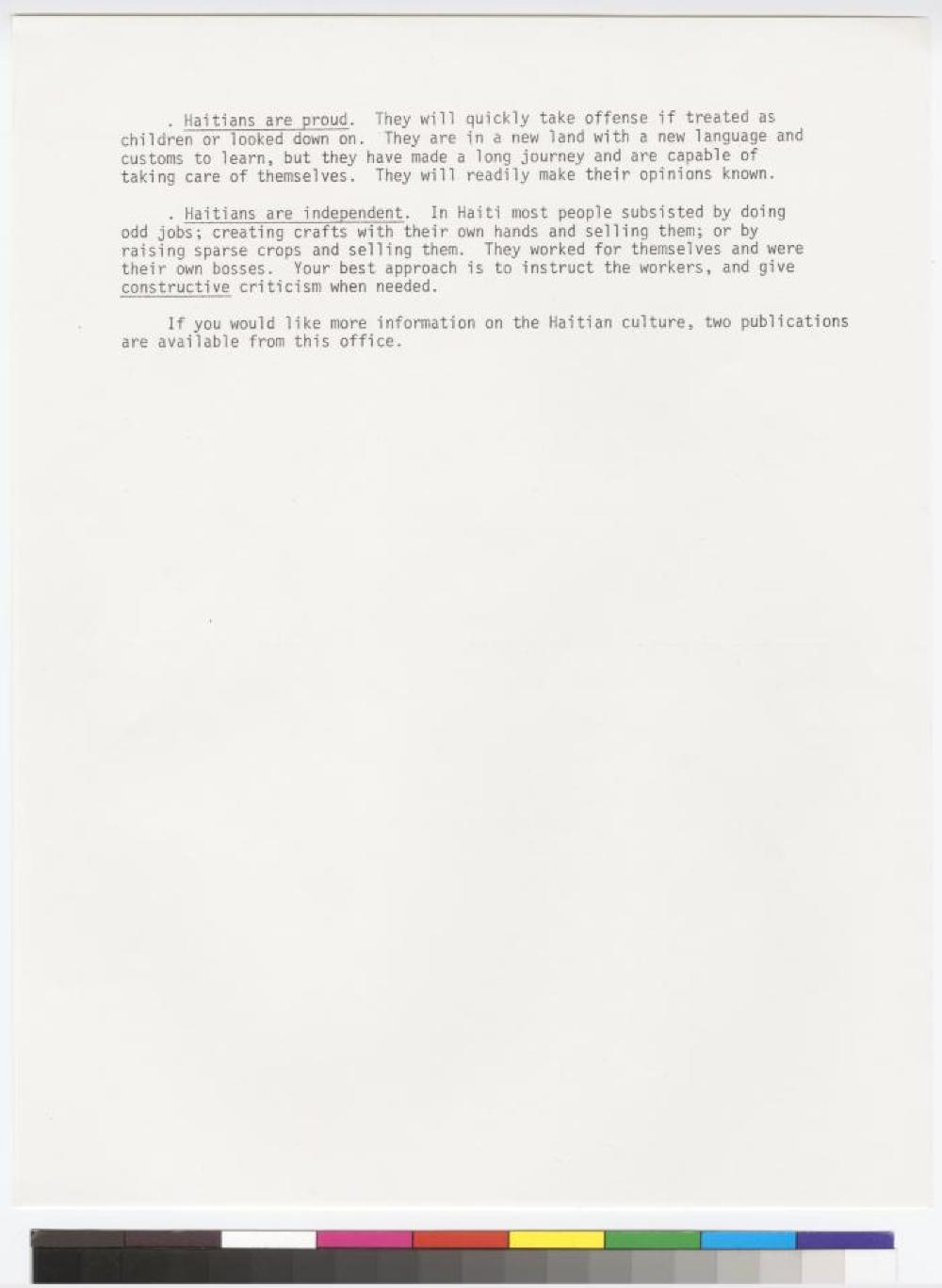 Article "Haitian Farmworkers," by Kay Embrey, Cornell Migrant Program, 1983 page 2