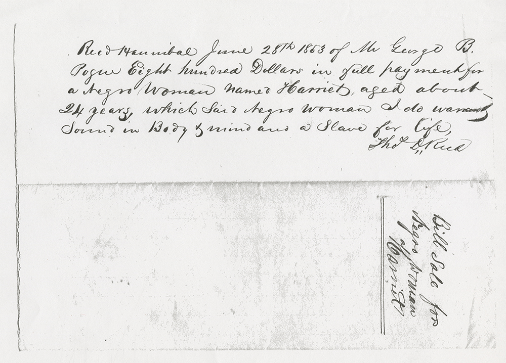 Bill of Sale for a 24 year old woman "a slave for life" page 1