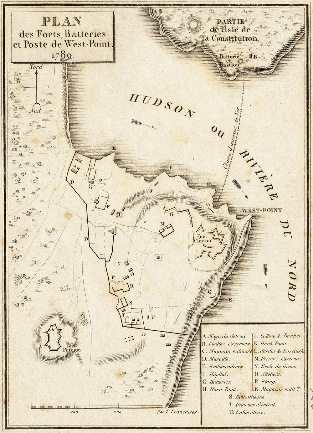 Plan des forts, batteries et poste de West-Point, 1780 page 1
