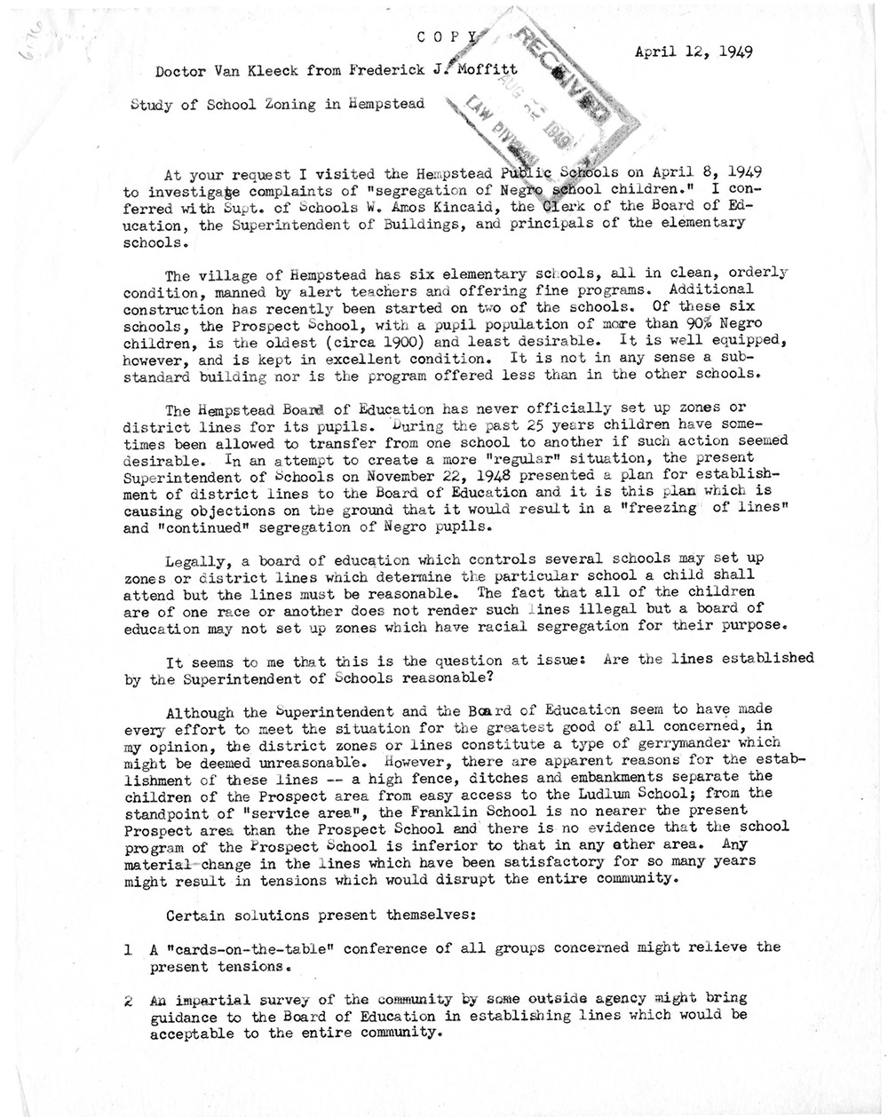Study of School Zoning in Hempstead page 1